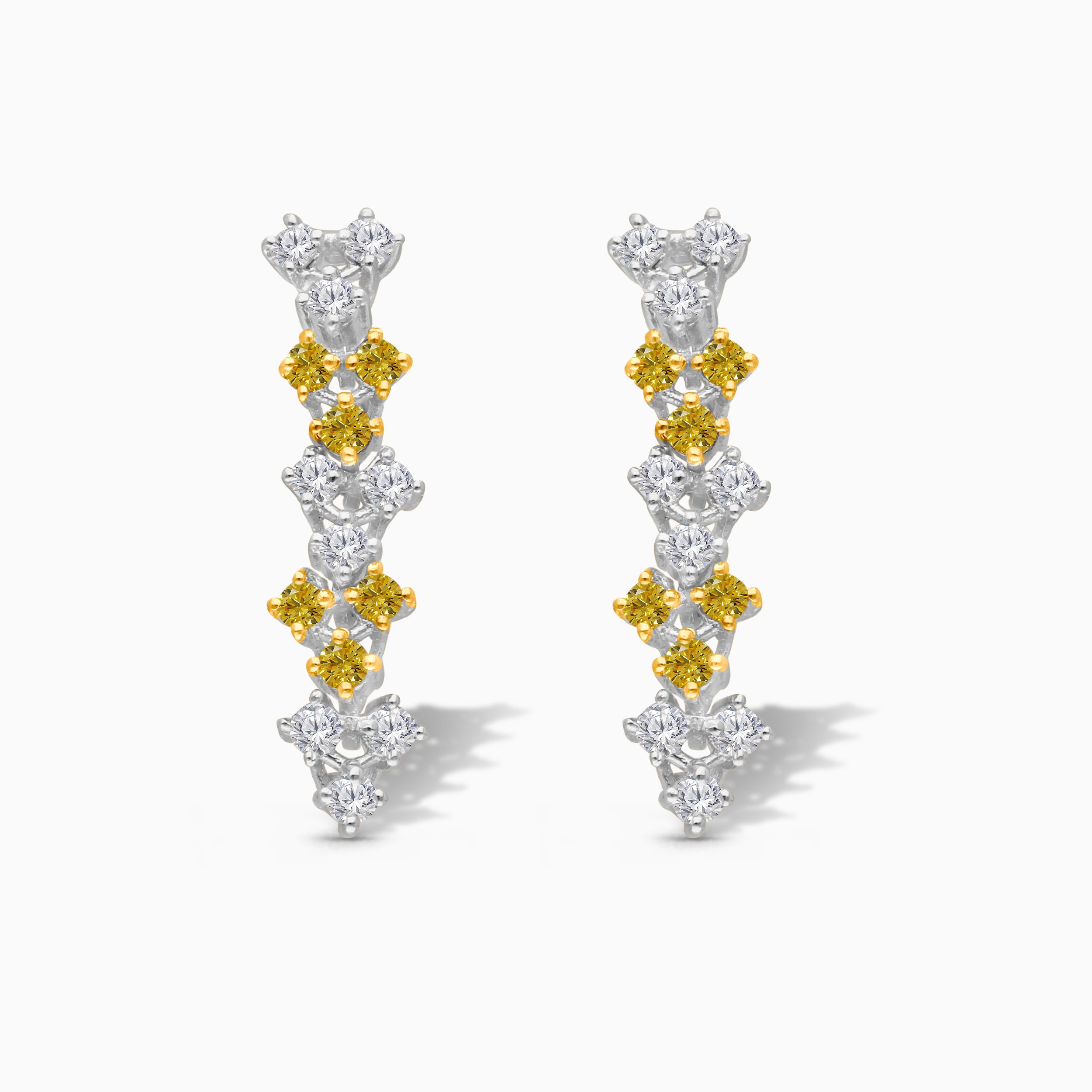 Yellow & White Diamond Drop Earrings