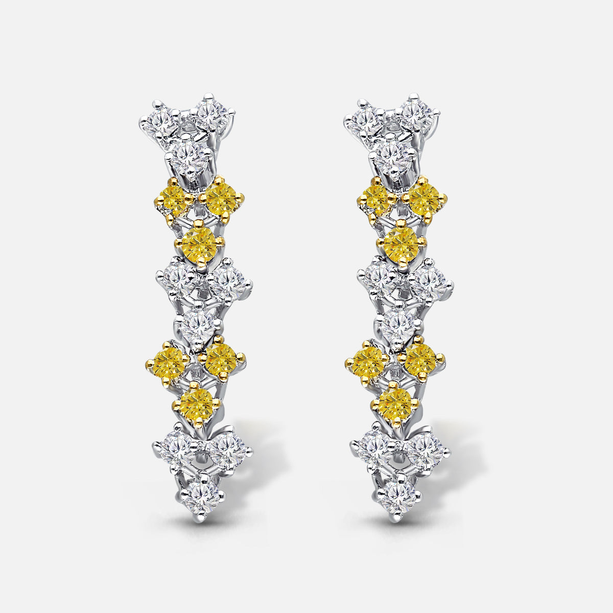 Yellow & White Diamond Drop Earrings Yellow Diamond