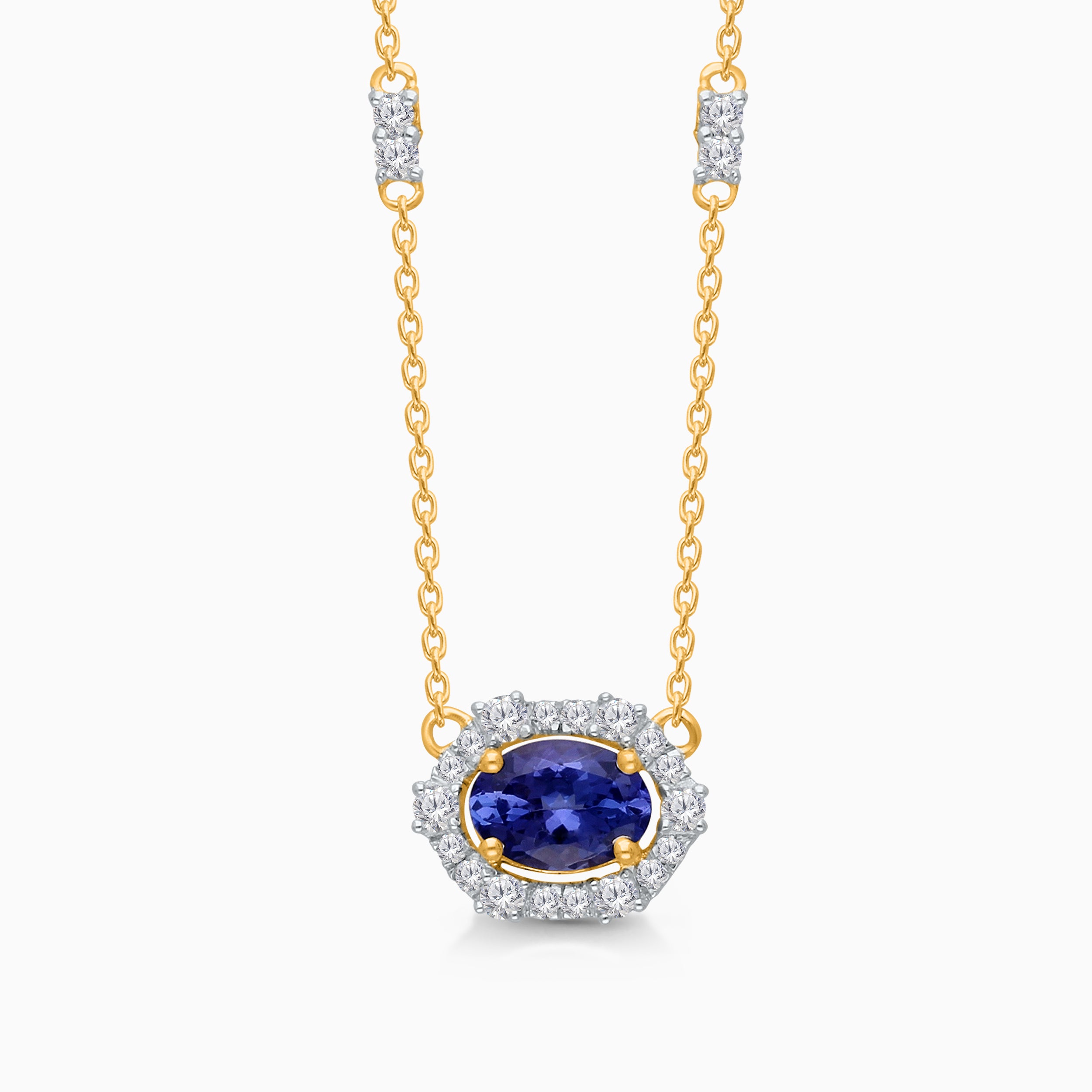 Oval Tanzanite Diamond Chain Necklace