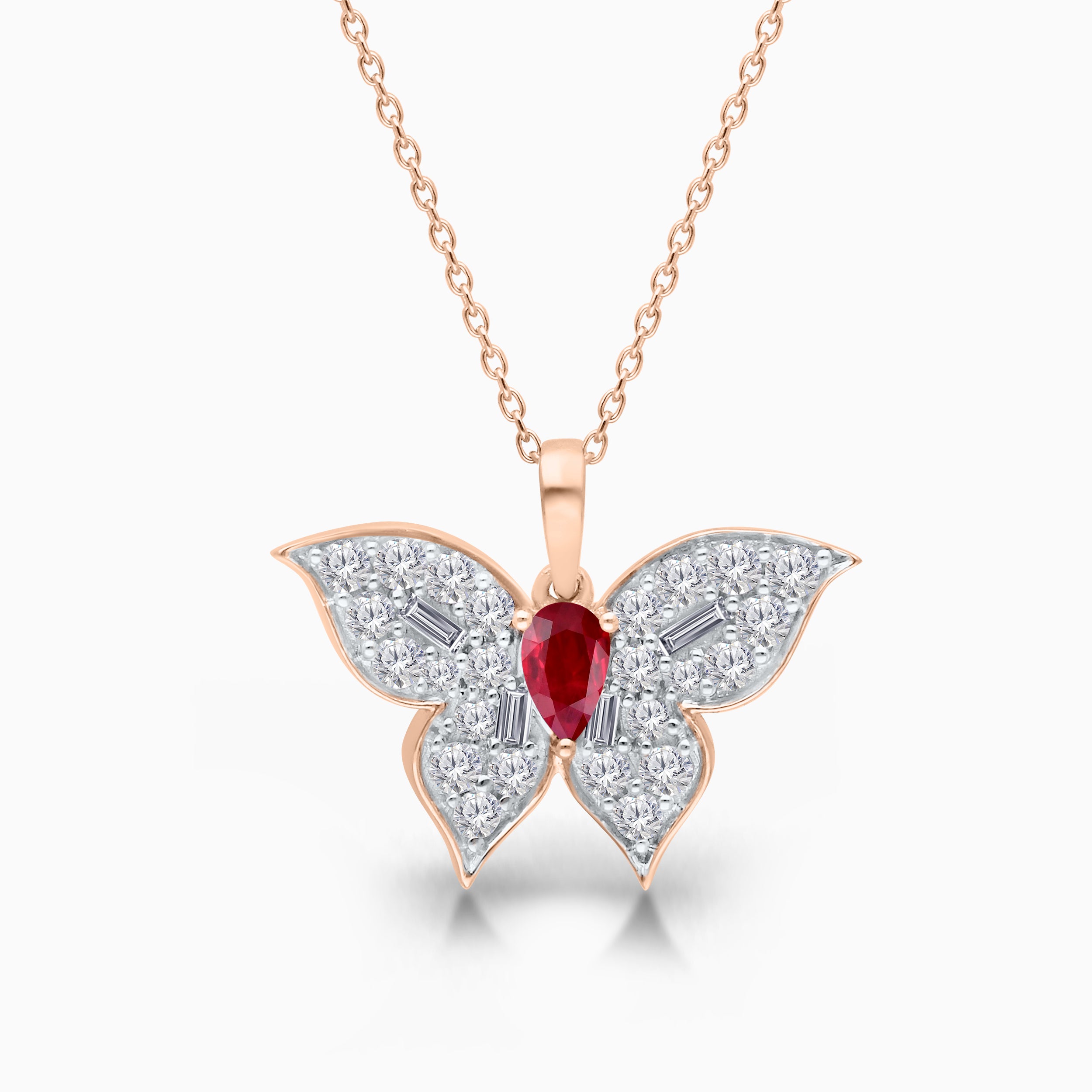 Ruby & Diamond Large Butterfly Pendant