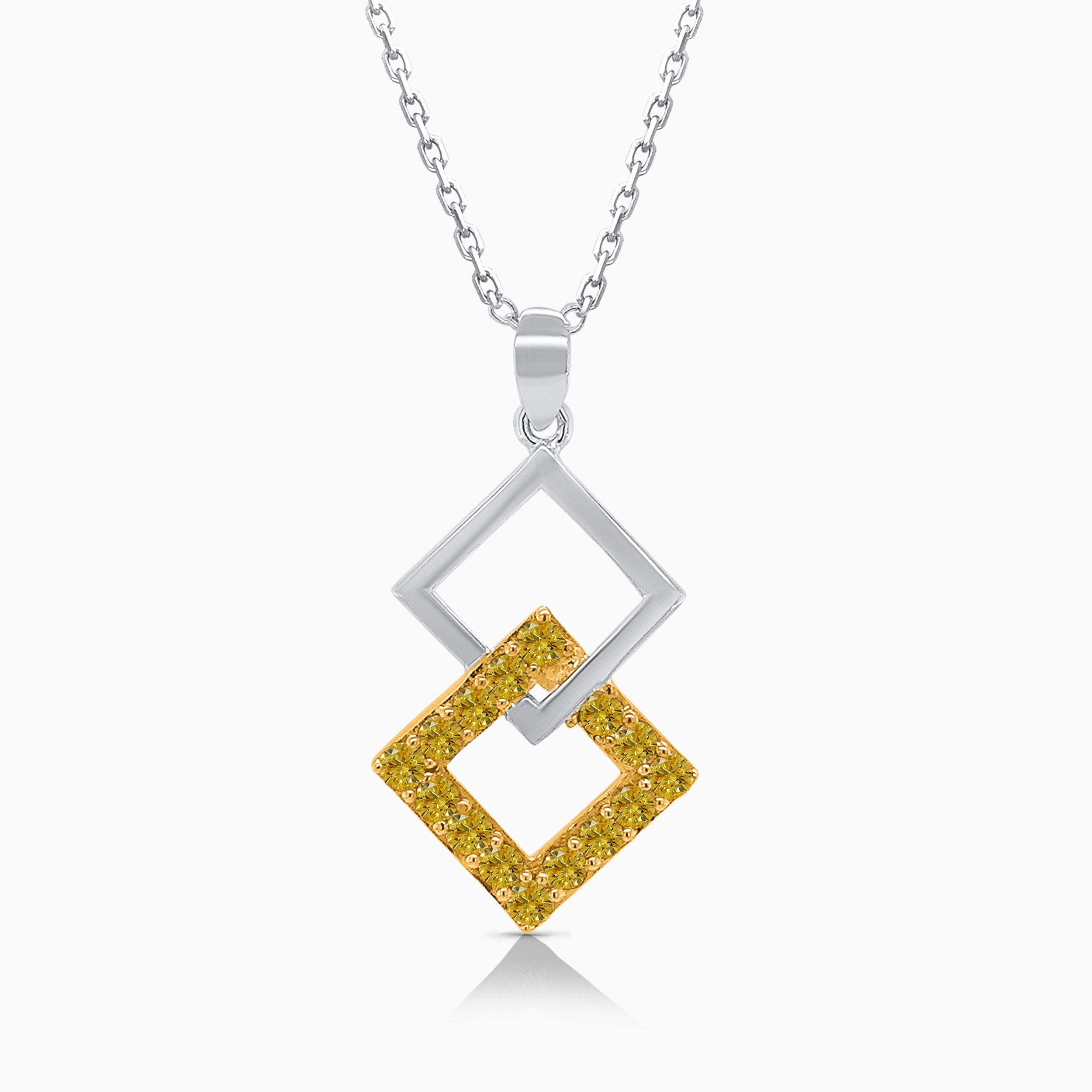Interlocked Square Yellow Diamond Pendant