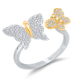 White Gold Yellow & White Diamond Butterfly Ring