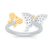 White Gold Yellow & White Diamond Butterfly Ring