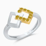 Interlocking Squares Yellow Diamond Ring