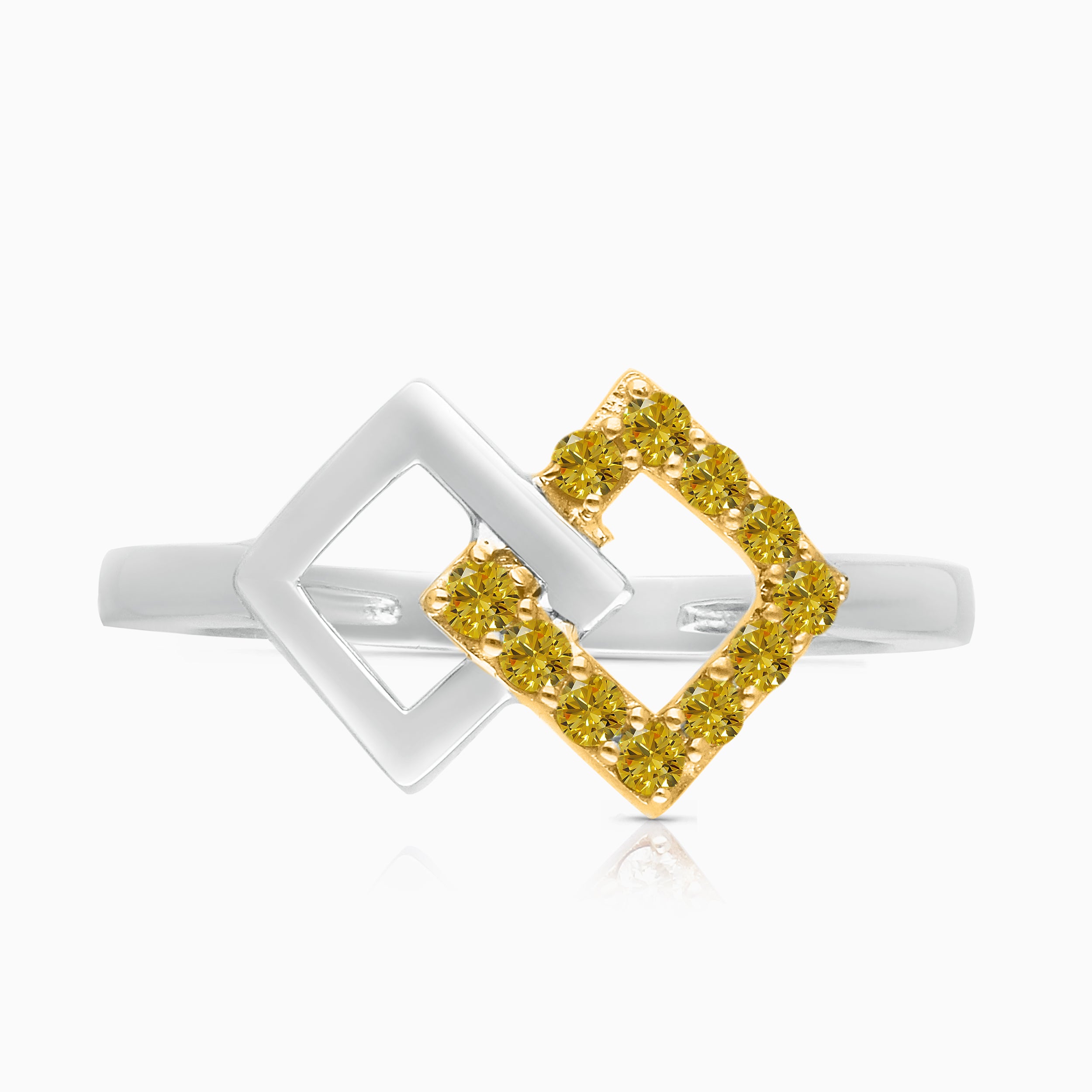 Interlocking Squares Yellow Diamond Ring