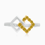 Interlocking Squares Yellow Diamond Ring