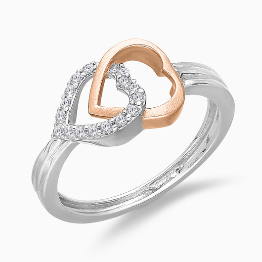 Dual Tone interlocking Heart Ring