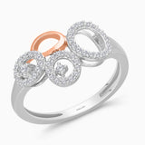Dual Tone Cluster Diamond Open Circle Ring