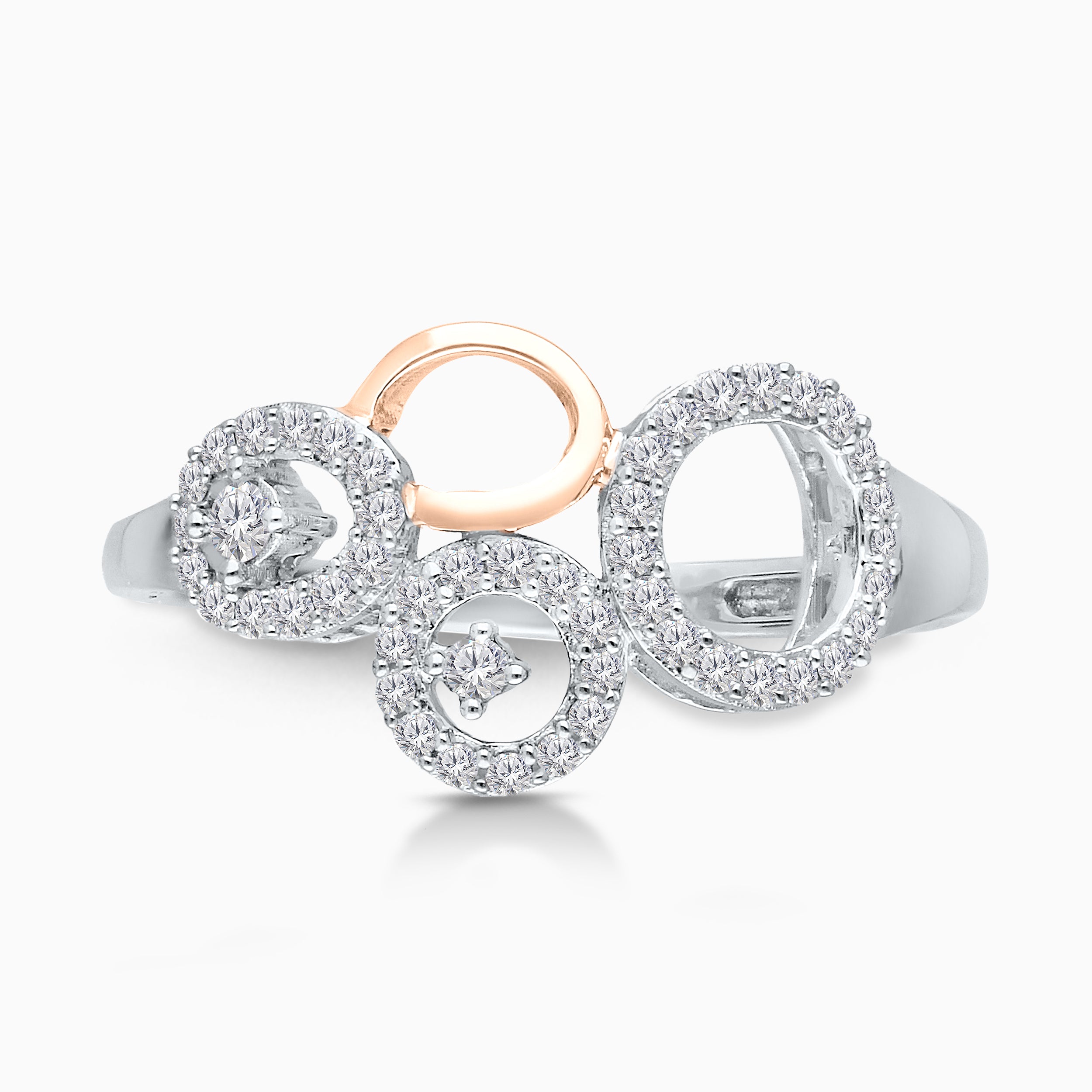Dual Tone Cluster Diamond Open Circle Ring