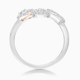 Dual Tone Cluster Diamond Open Circle Ring