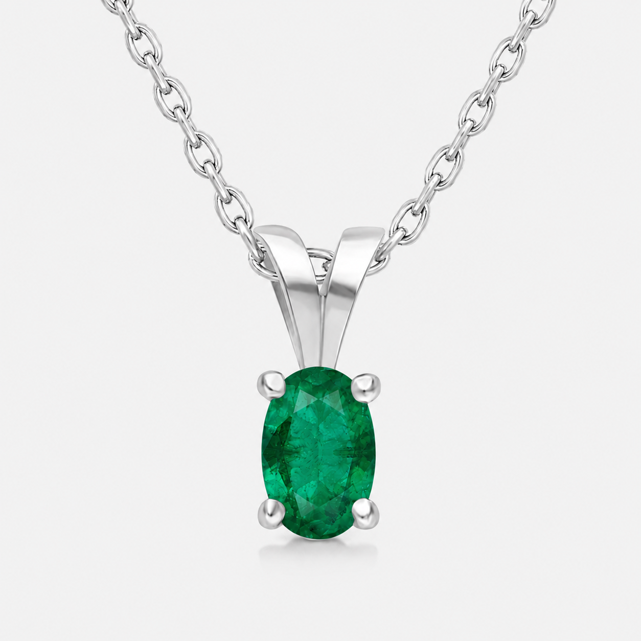 Silver Emerald Necklace Emerald