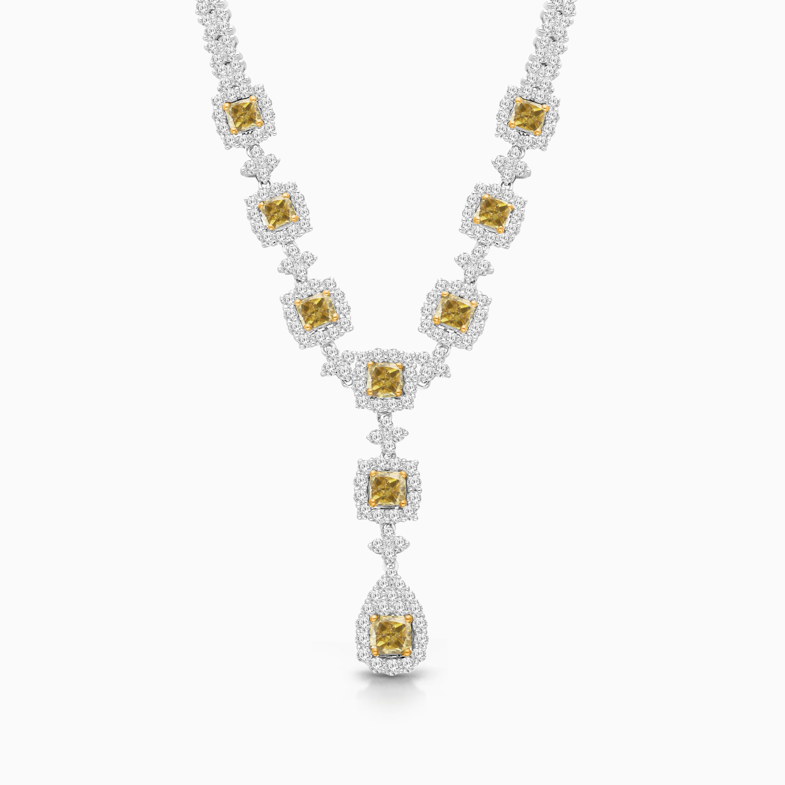 Regal Yellow & White Diamond Lariat
