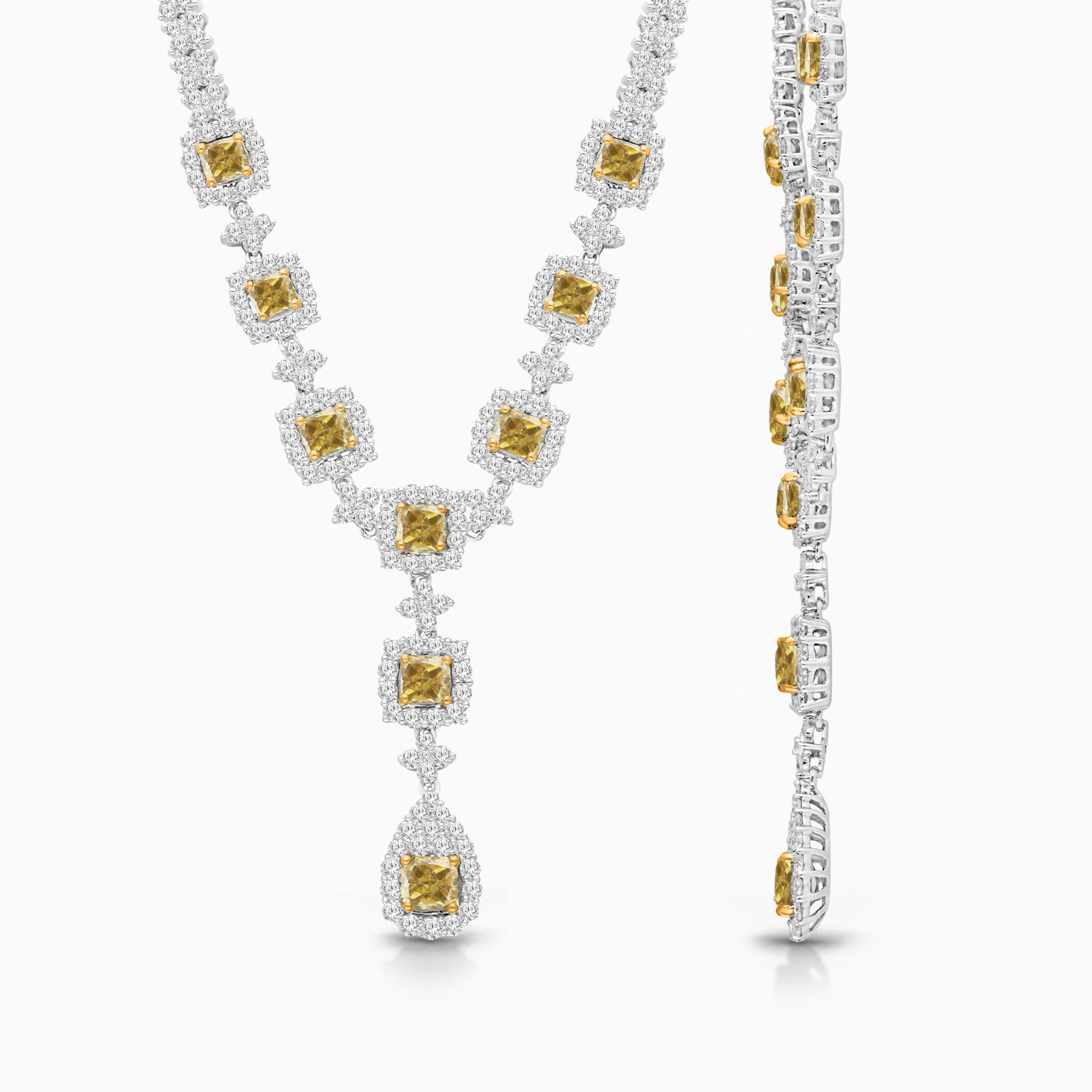 Regal Yellow & White Diamond Lariat