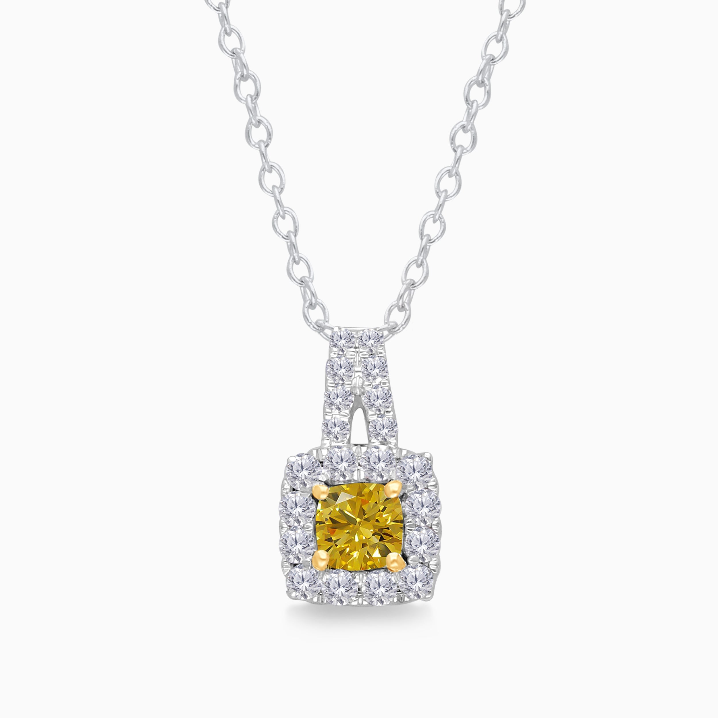 GIA Princess Cut Yellow Diamond Pendant
