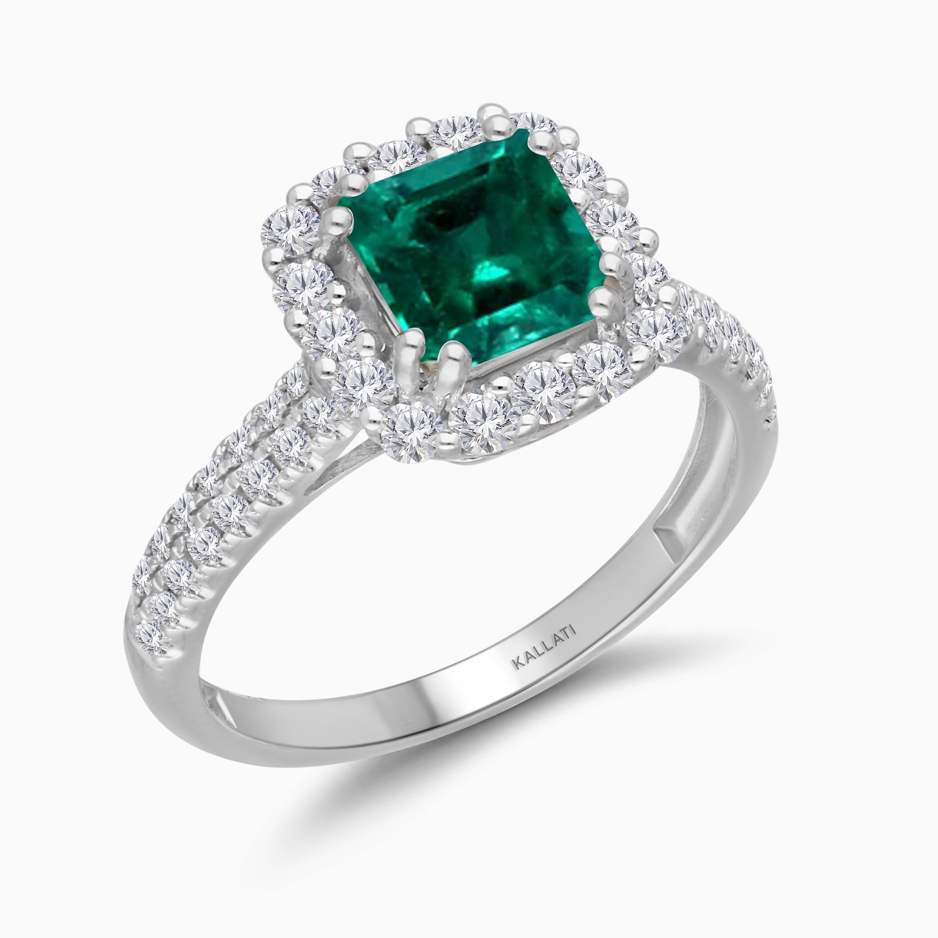Cushion Colombian Emerald & Diamond Ring