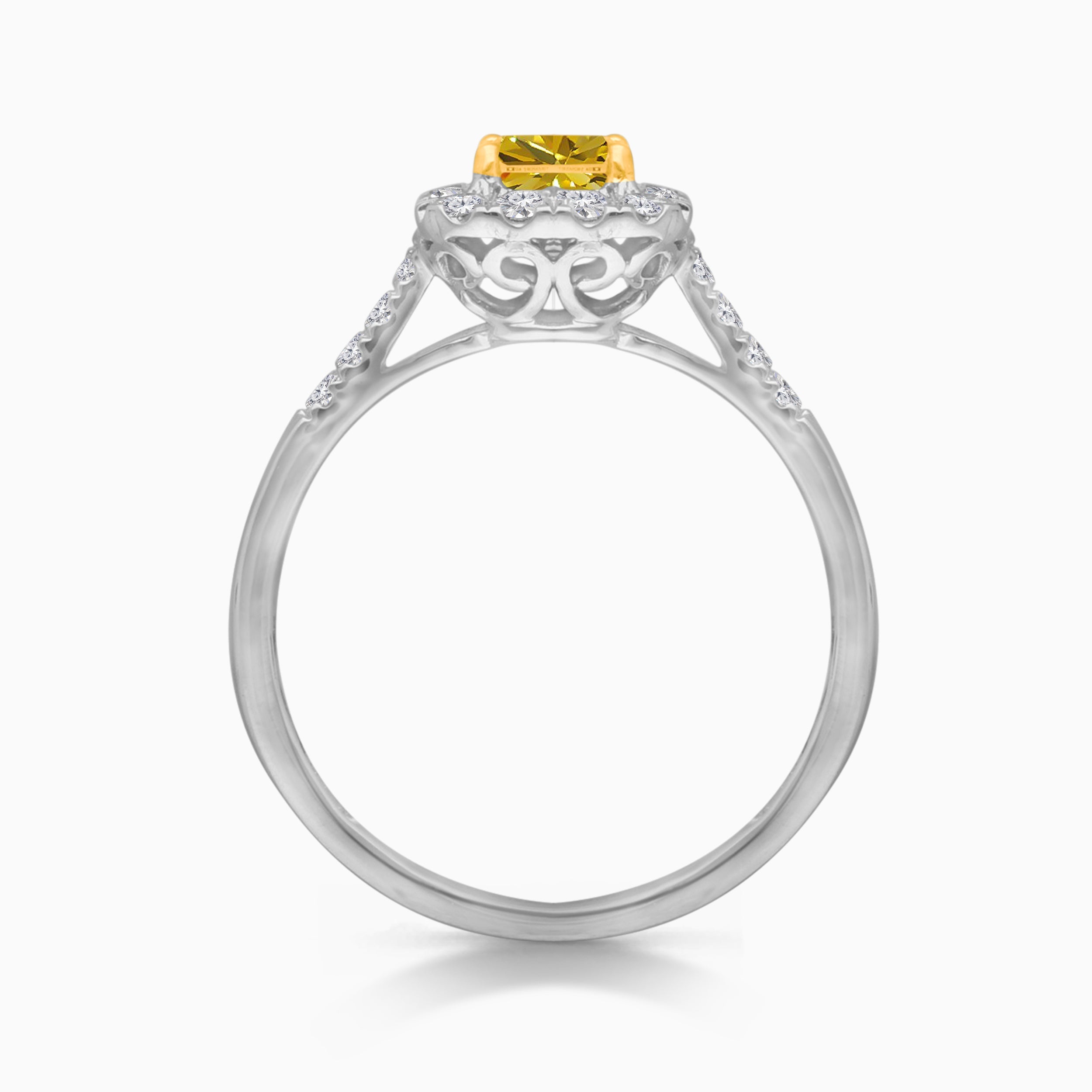GIA Princess Cut Yellow & White Diamond Ring