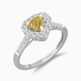 GIA Heart Cut Yellow & White Diamond Ring