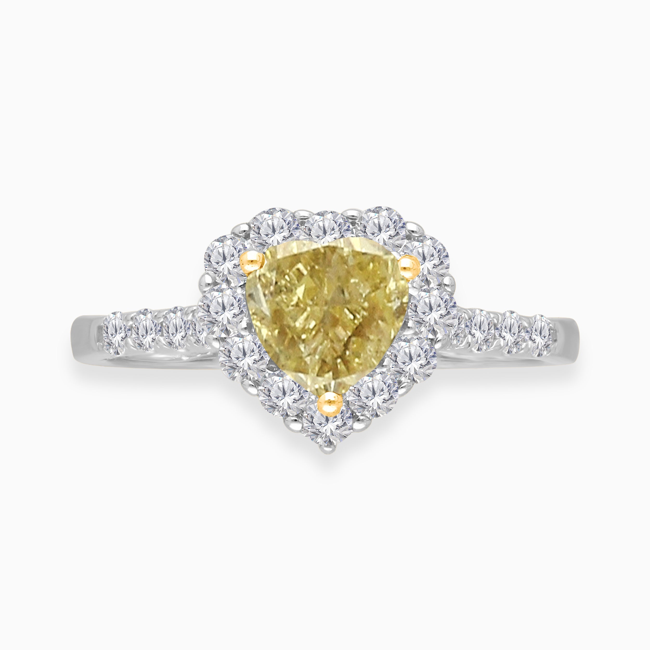 GIA Heart Cut Yellow & White Diamond Ring