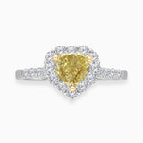 GIA Heart Cut Yellow & White Diamond Ring