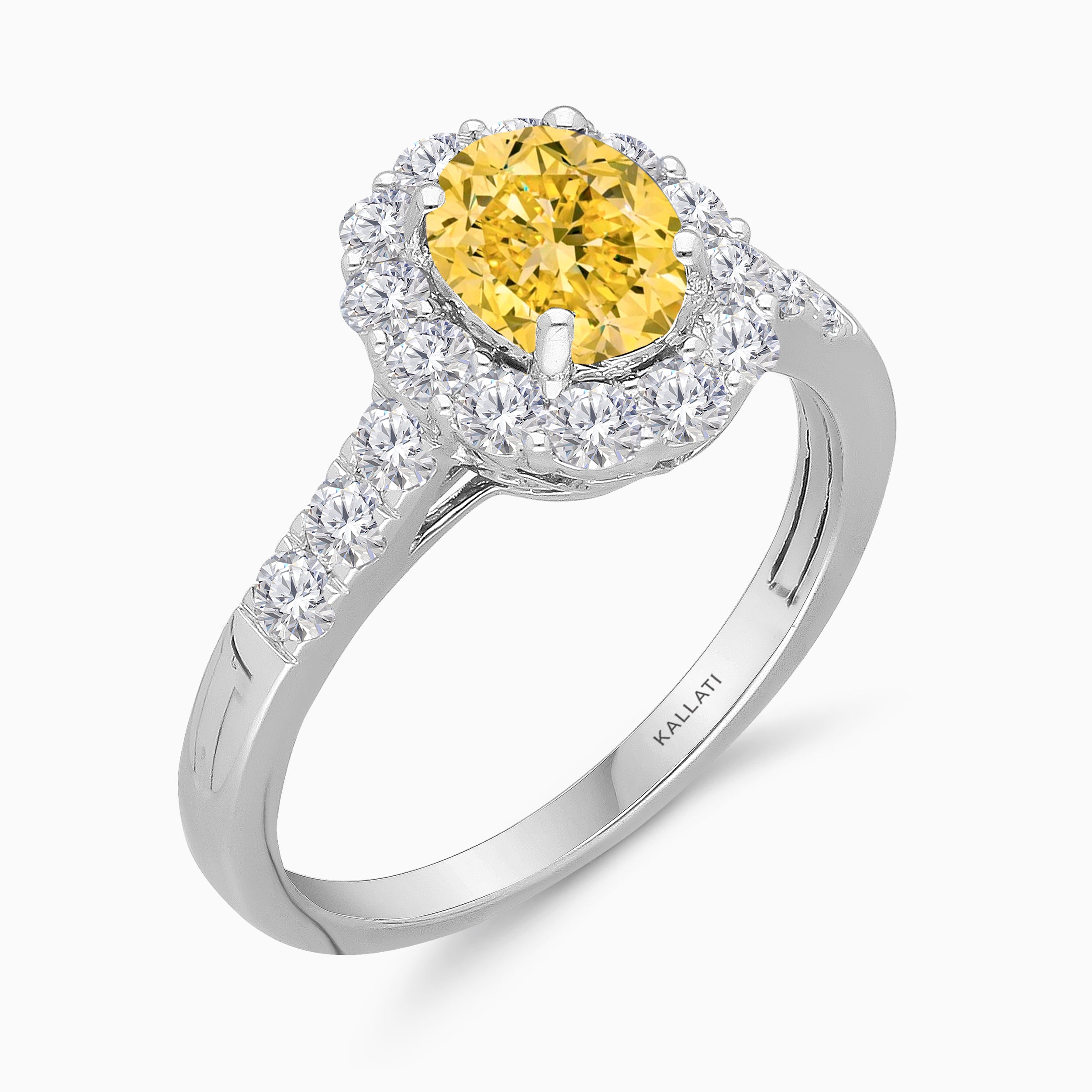 GIA Oval Yellow & White Diamond Ring