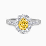 GIA Oval Yellow & White Diamond Ring