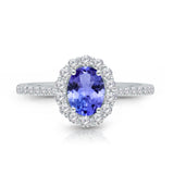 Kallati Heirloom Oval Halo Tanzanite & Diamond Engagement Ring in 14K White Gold HEIRLOOM