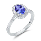 Kallati Heirloom Oval Halo Tanzanite & Diamond Engagement Ring in 14K White Gold HEIRLOOM