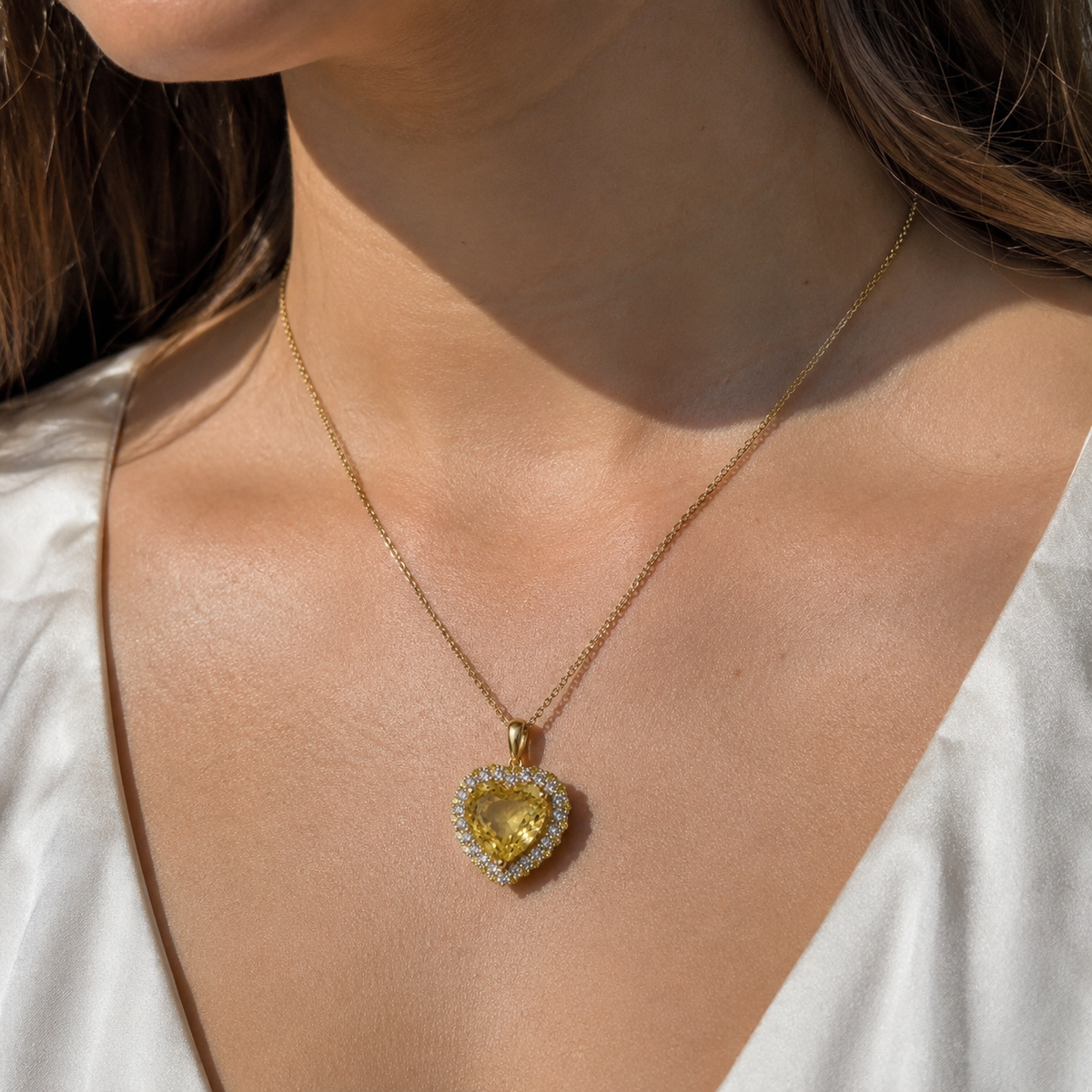 Golden Heart Sapphire & Diamond Necklace