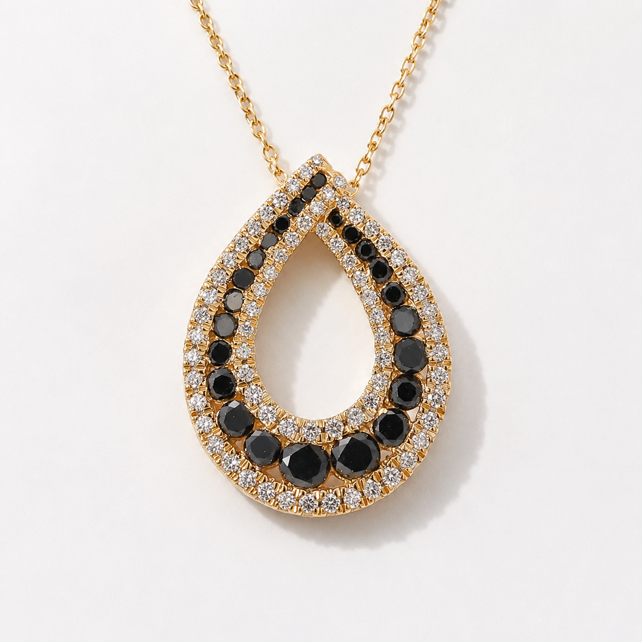 Black & White Diamond Swirl Necklace Black_Diamond
