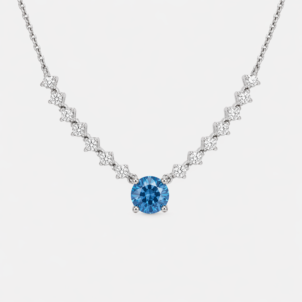 Blue & White Diamond Graduated Necklace blue diamond