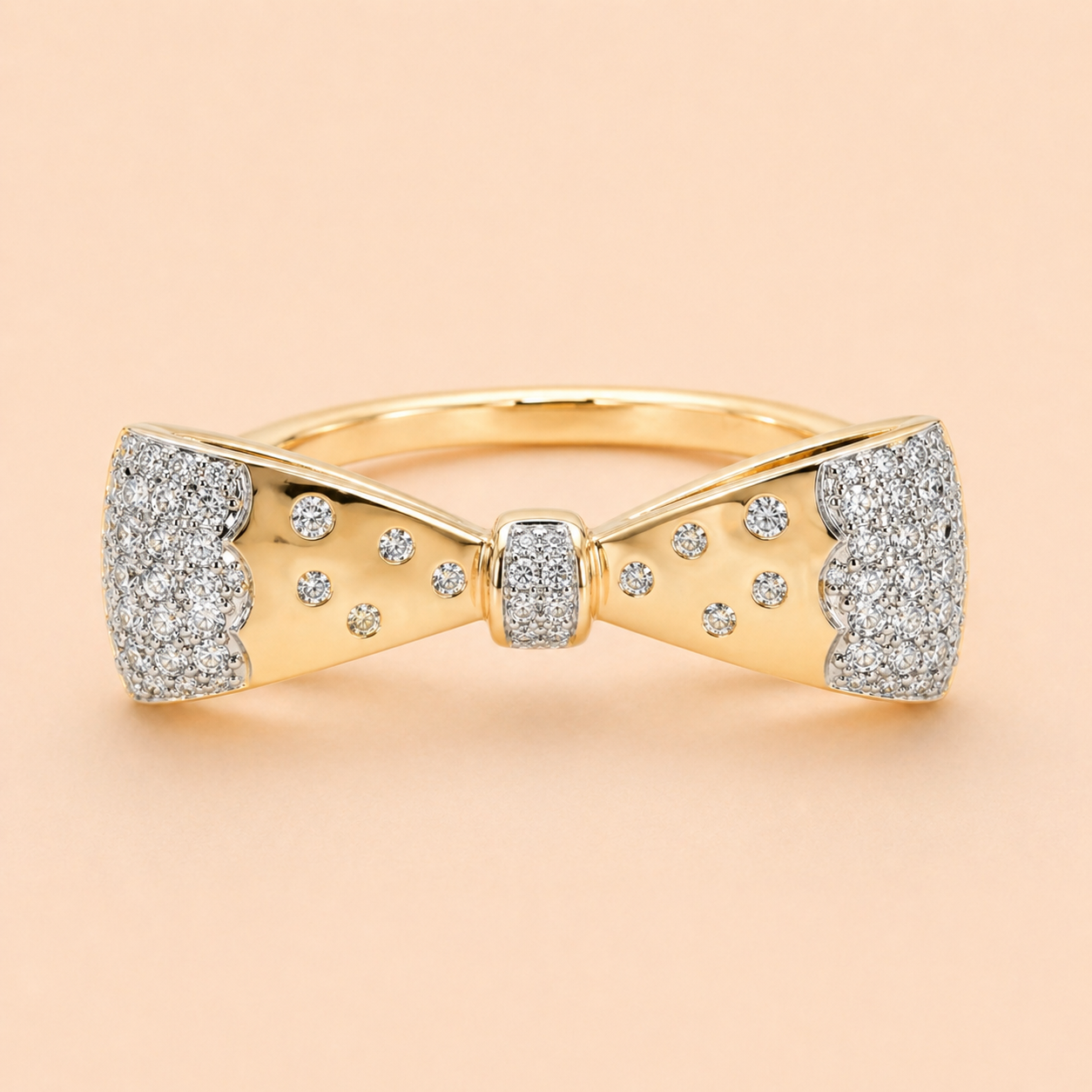 Diamond Bubble Bow Ring White Diamond