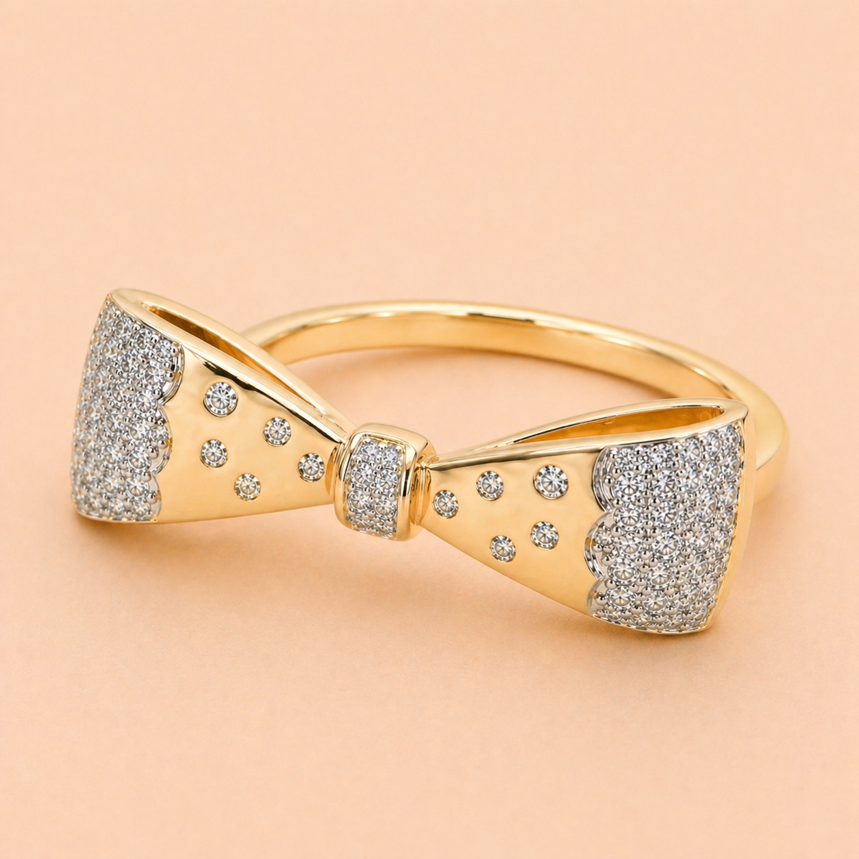 Diamond Bubble Bow Ring White Diamond