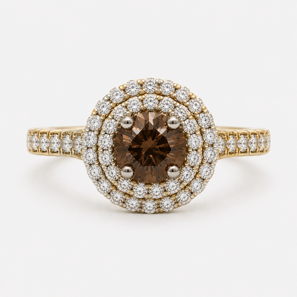 Regal Coco & White Diamond Halo Ring Coco Diamonds