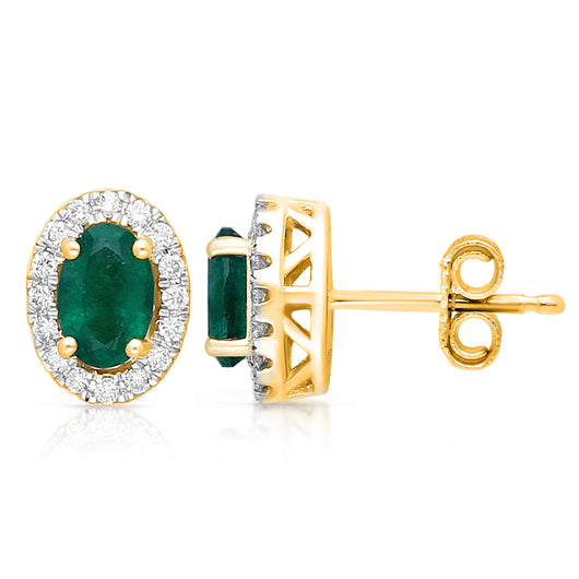 Yellow Gold Emerald & Diamond Heirloom Earrings HEIRLOOM