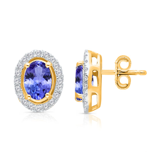 Yellow Gold Tanzanite & Diamond Heirloom Earrings HEIRLOOM