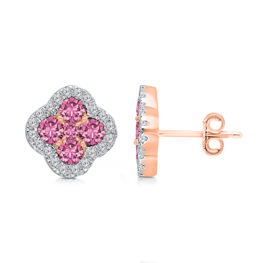 Rose Gold Pink Sapphire & Diamond Infinite Earrings