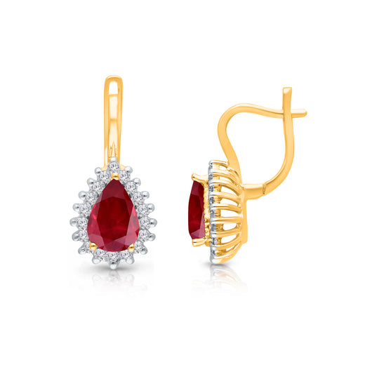 Yellow Gold Ruby & Diamond Heirloom Earrings HEIRLOOM