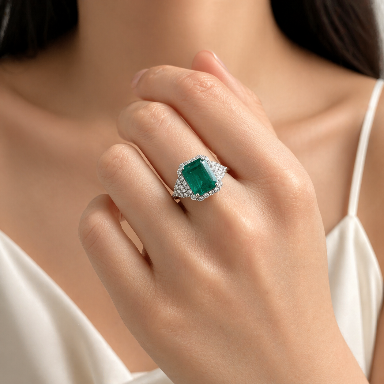 Heirloom Diamond & Emerald Ring Emerald