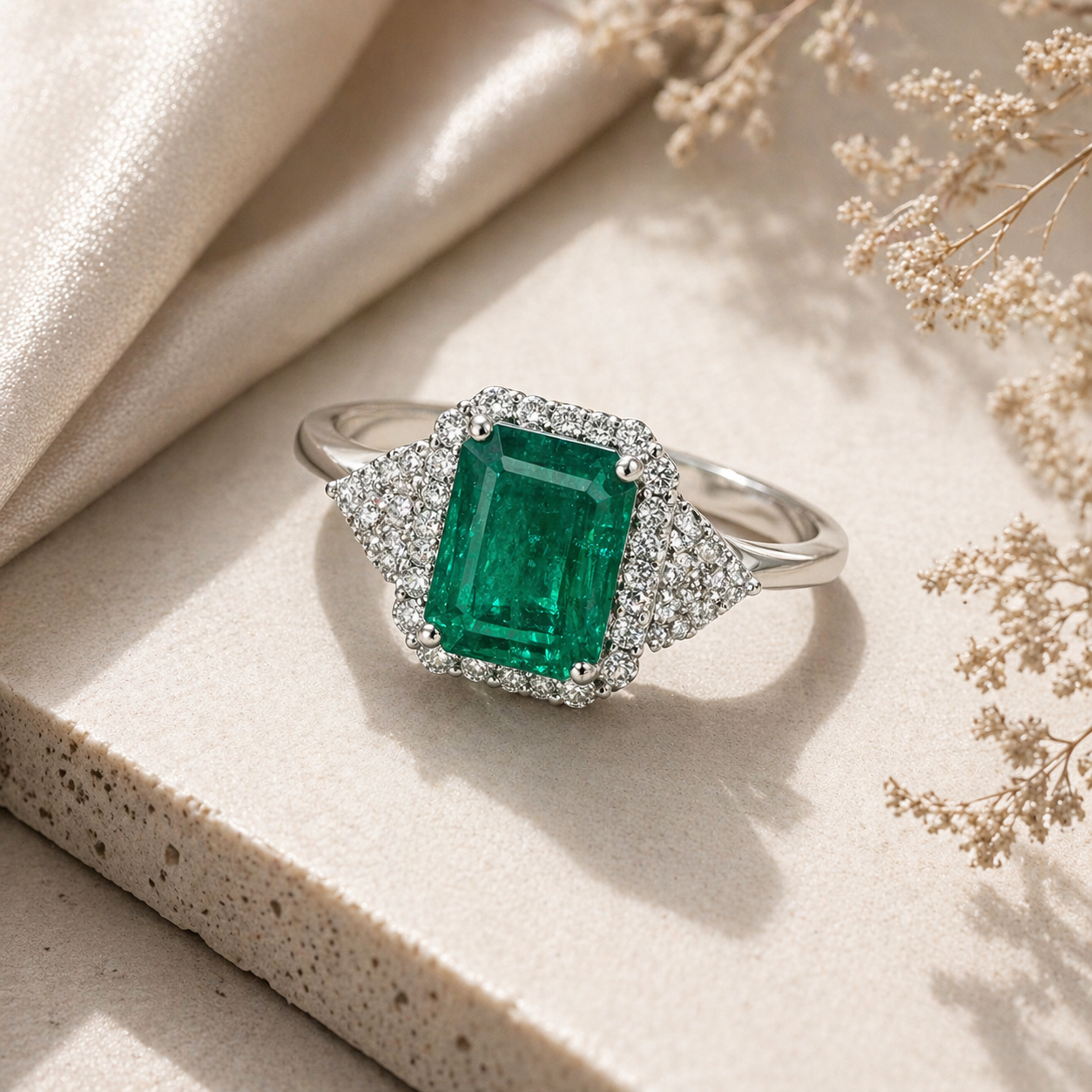 Heirloom Diamond & Emerald Ring Emerald