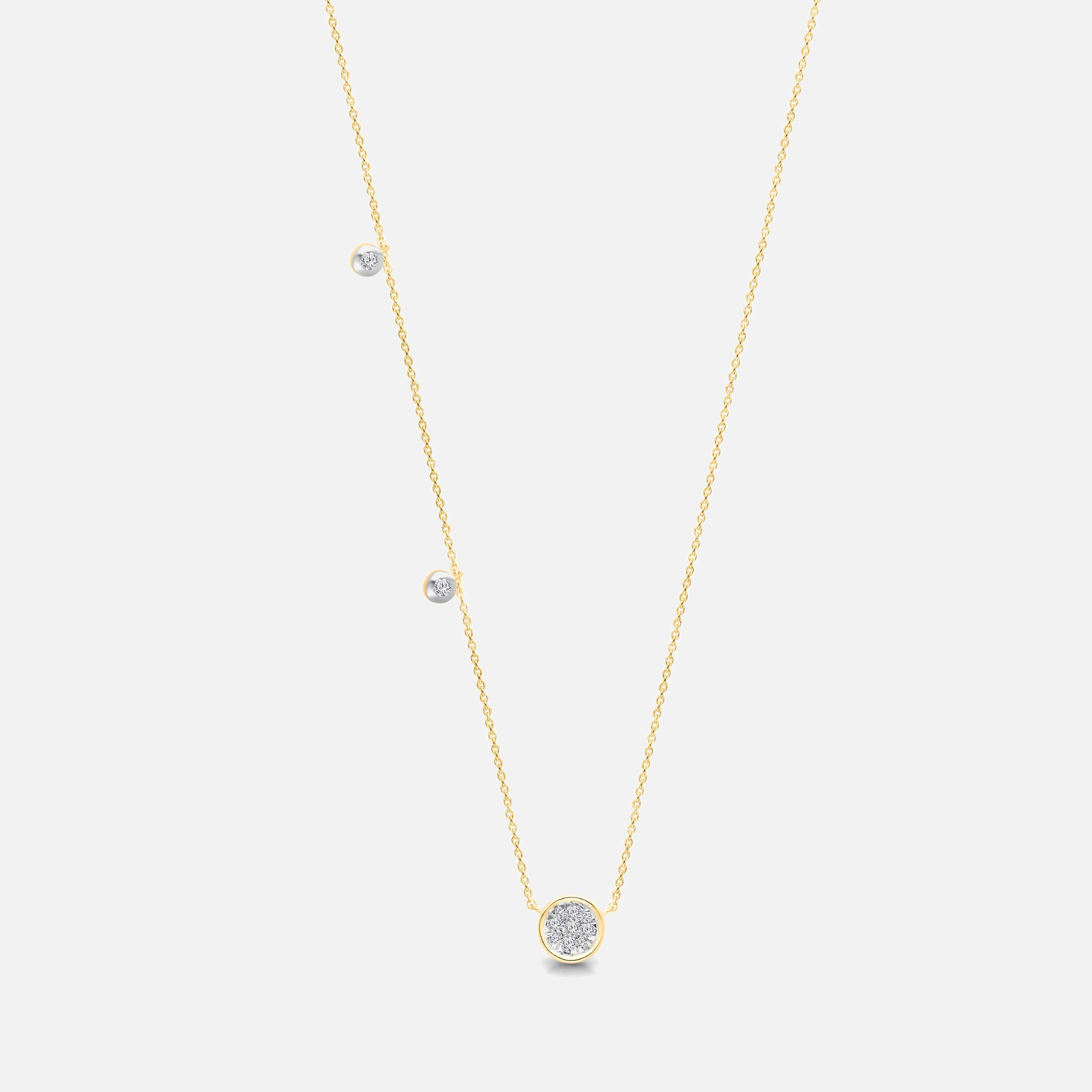 Asymmetrical Diamond Station Necklace White Diamond