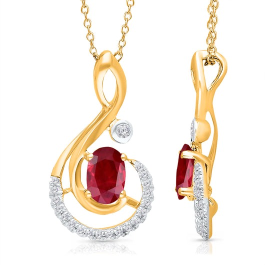 Yellow Gold Ruby & Diamond Heirloom Pendant