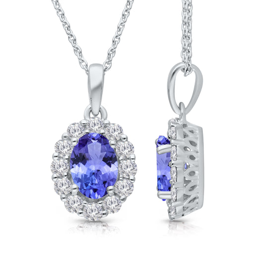 White Gold Tanzanite & Diamond Heirloom Pendant HEIRLOOM