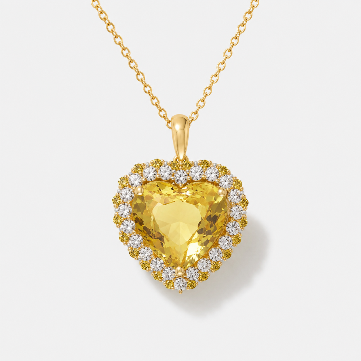 Golden Heart Sapphire & Diamond Necklace