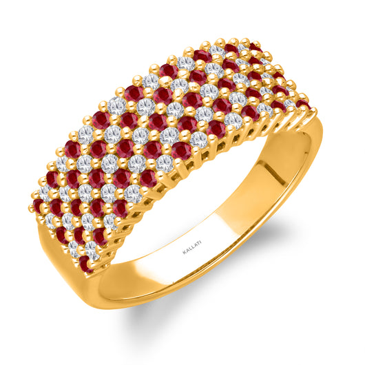 Kallati Heirloom Ruby & Diamond Ring in 14K Yellow Gold