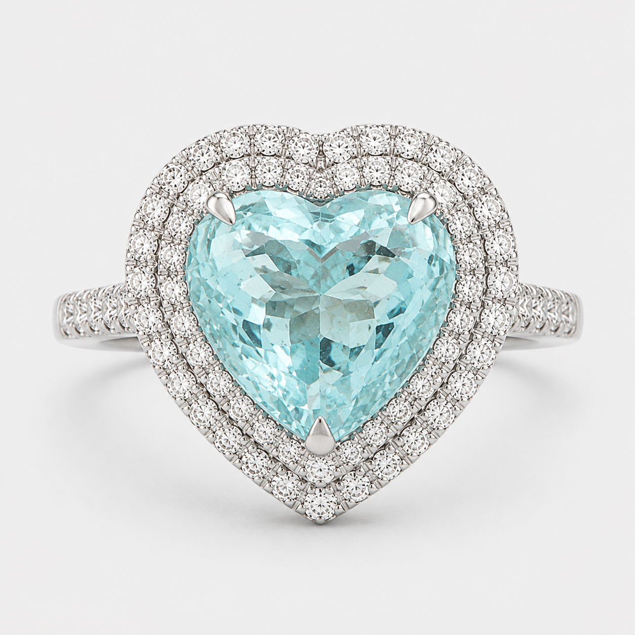 Certified Large Paraiba Heart & Diamond Ring