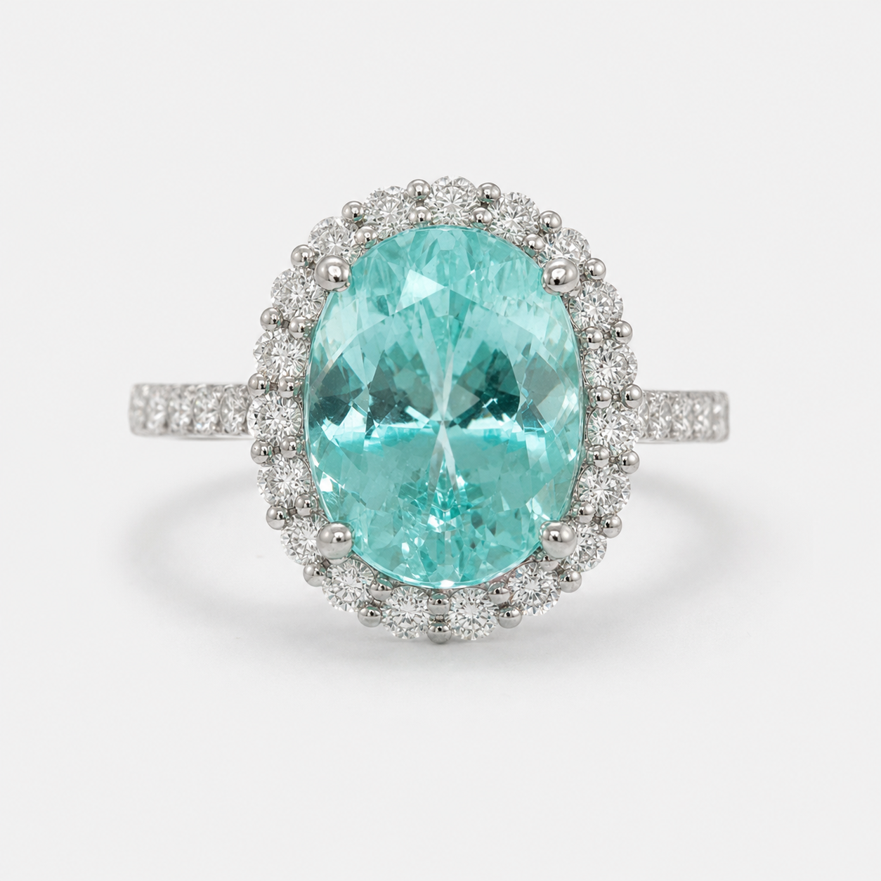 Certified Oval Paraiba & Diamond Ring