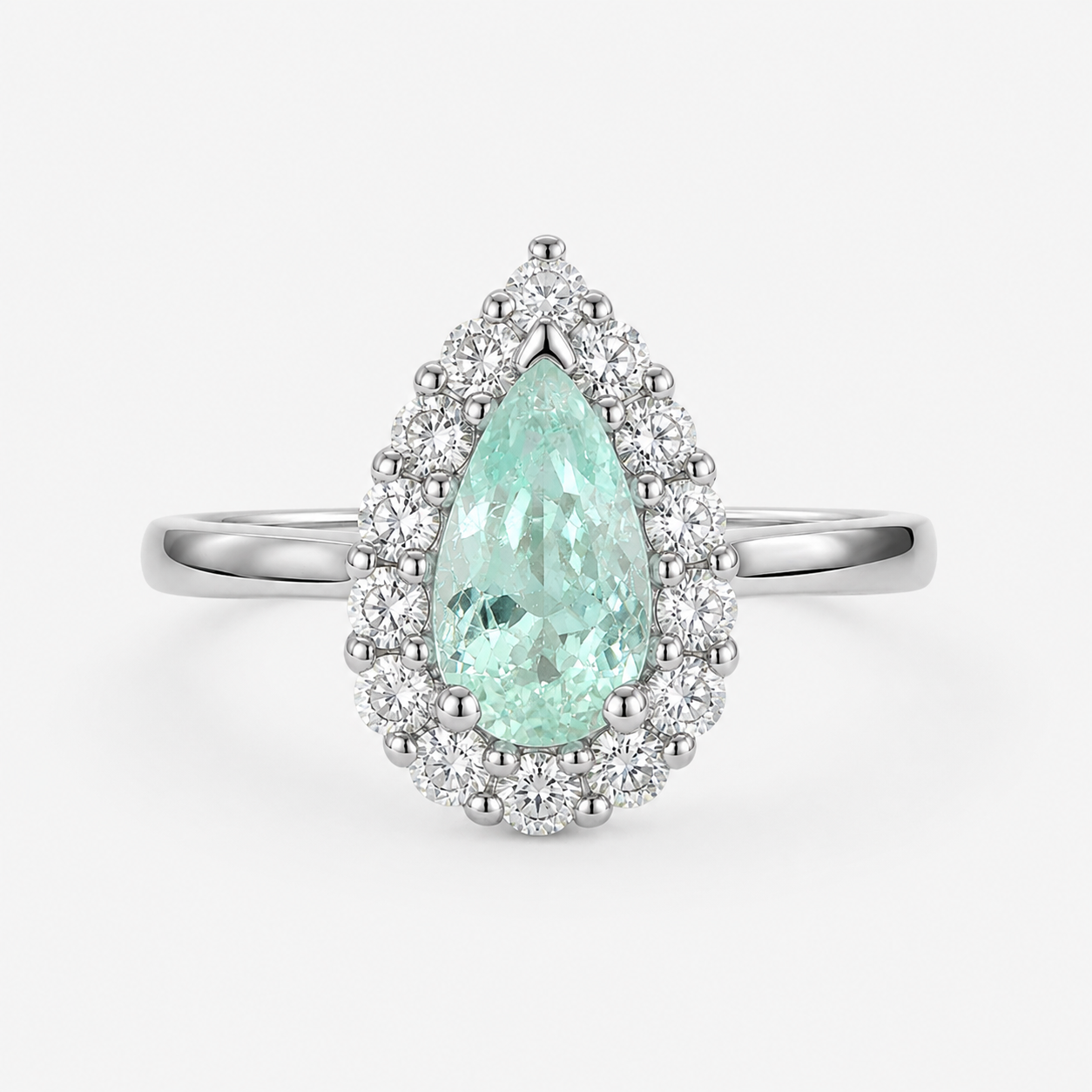 Certified Paraiba Pear & Diamond Ring