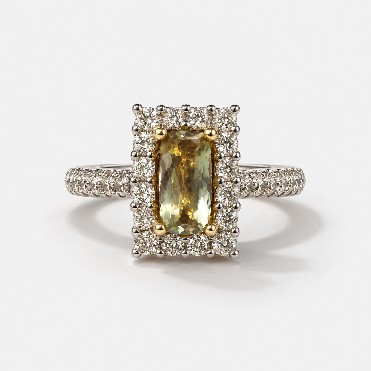 Baguette Halo Csarite Ring