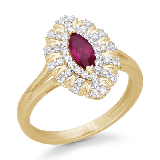 Yellow Gold Ruby & Diamond Heirloom Ring HEIRLOOM