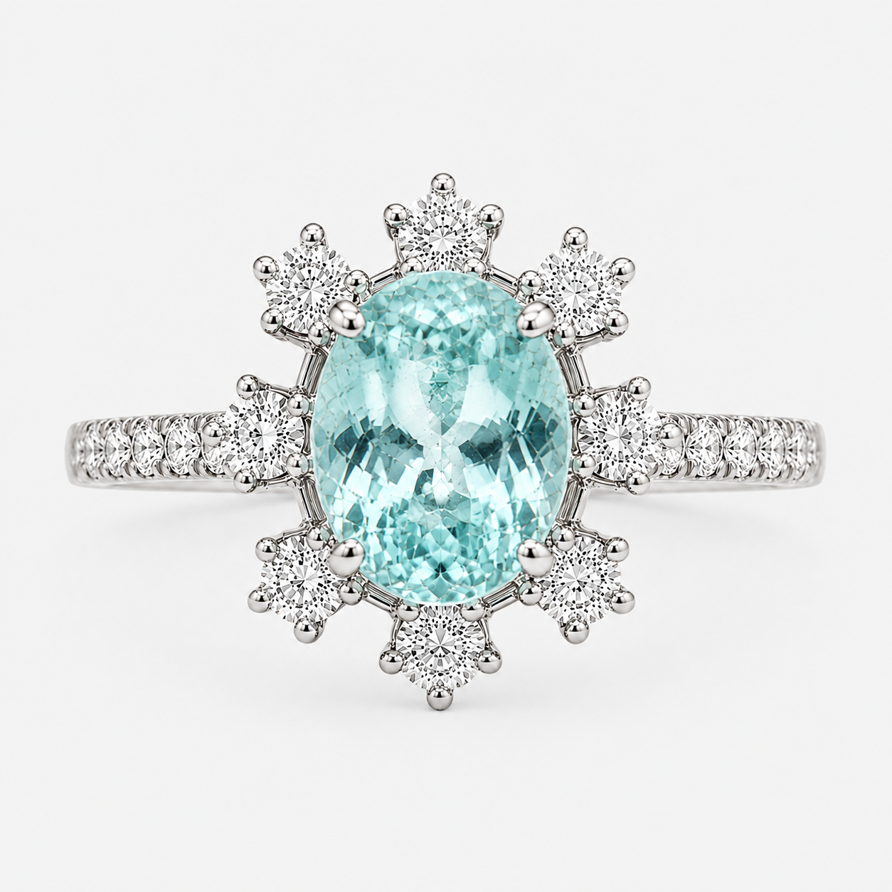 GIA Diamond Snowflake & Paraiba Ring paraiba